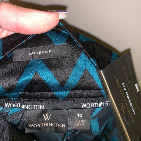 Size 10 Polyester dress slacks black and teal - Picture 6 of 7